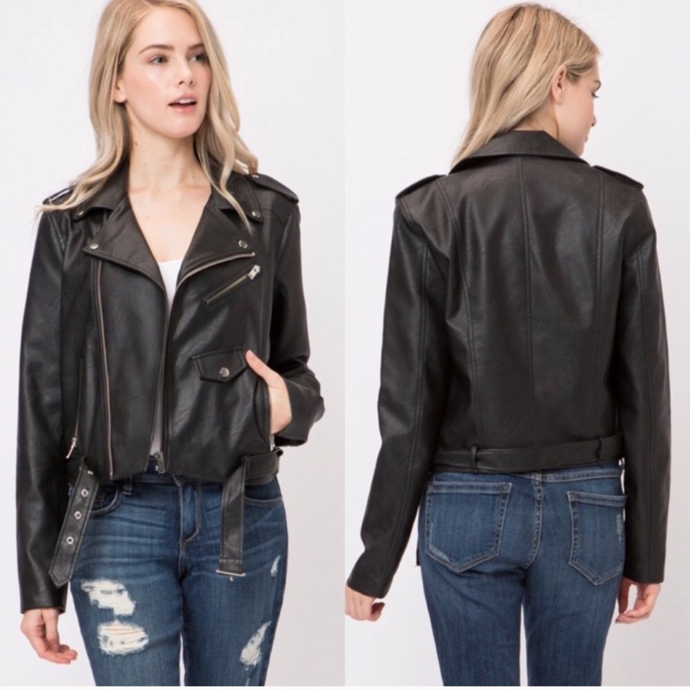 Vegan Leather Motto Jacket